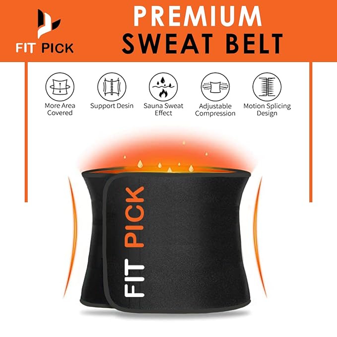 Sweat Belt, Abdominal Belt for Men and Women Non-Tearable, Sauna Belt Waist Trainer